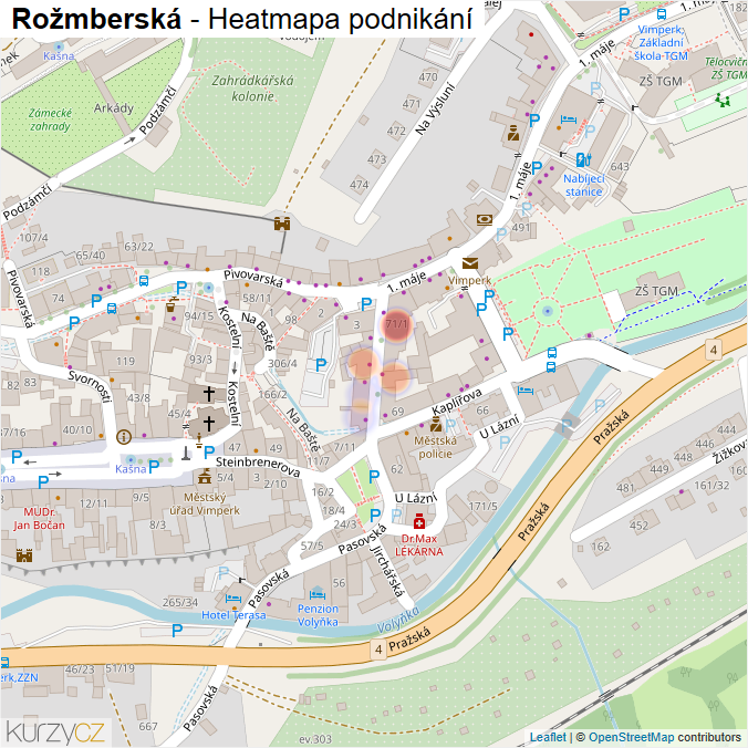 Mapa Rožmberská - Firmy v ulici.