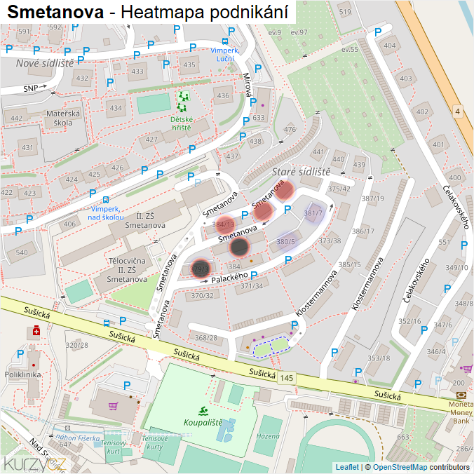 Mapa Smetanova - Firmy v ulici.