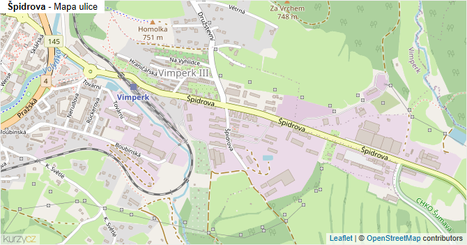 Špidrova - mapa ulice