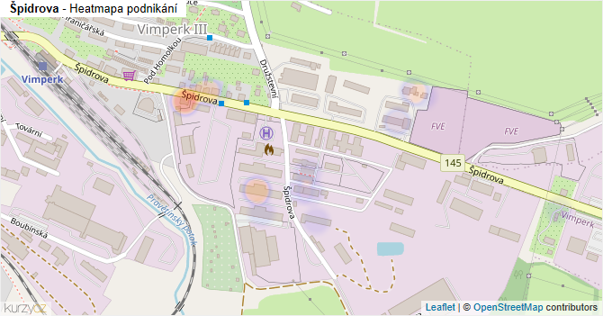 Špidrova - mapa podnikání