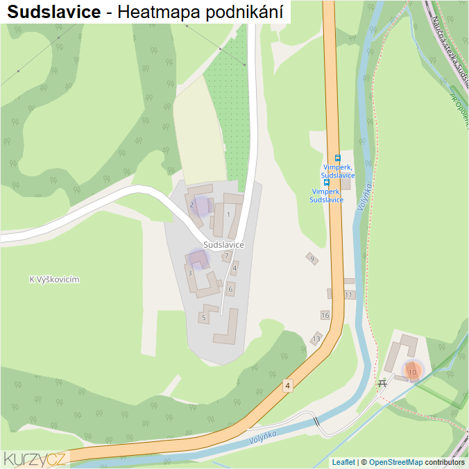 Mapa Sudslavice - Firmy v části obce.