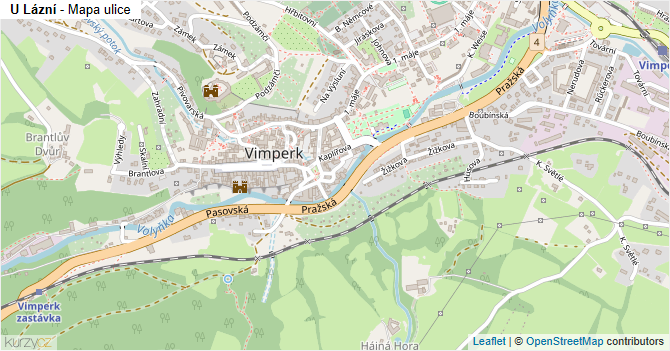 U Lázní - mapa ulice