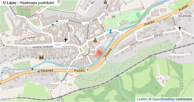 U Lázní - mapa podnikání