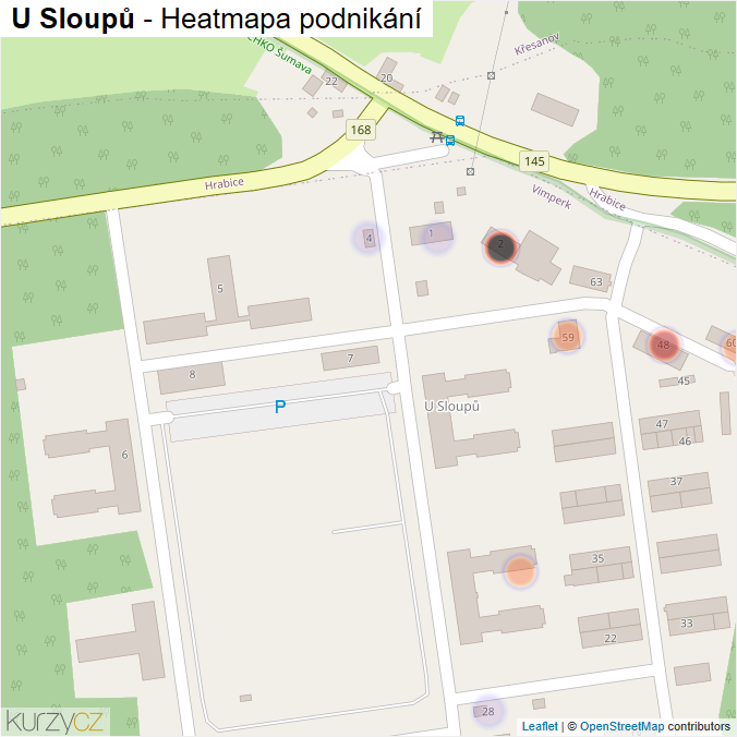 Mapa U Sloupů - Firmy v části obce.