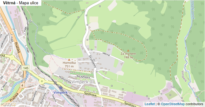 Větrná - mapa ulice