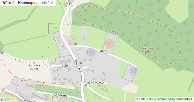 Větrná - mapa podnikání