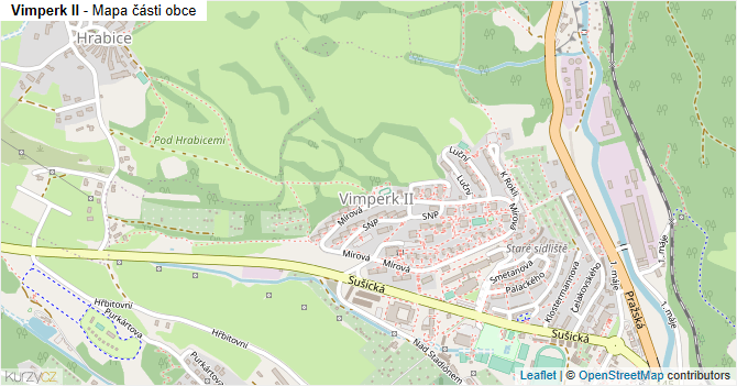 Vimperk II - mapa části obce