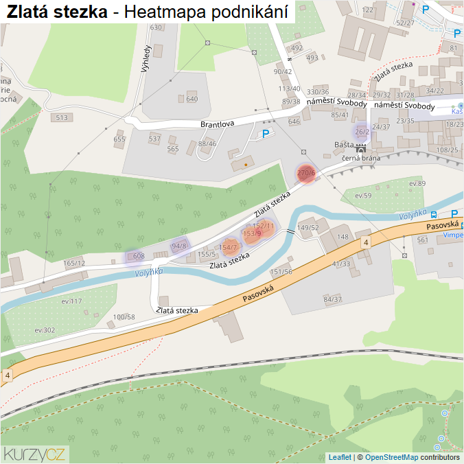Mapa Zlatá stezka - Firmy v ulici.