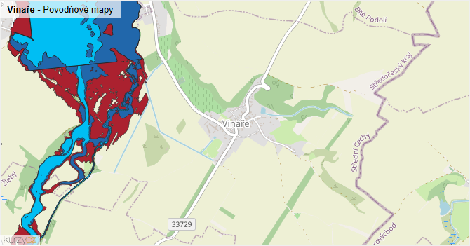 Vinaře - záplavové mapy stoleté vody