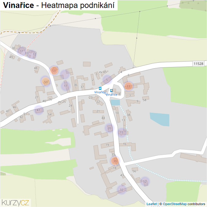 Mapa Vinařice - Firmy v části obce.