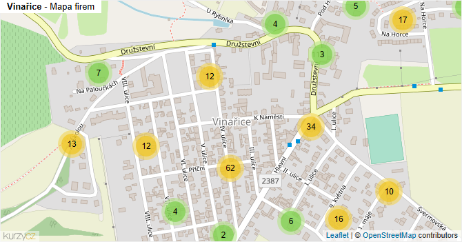 Vinařice - mapa firem