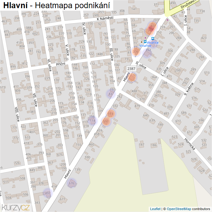 Mapa Hlavní - Firmy v ulici.