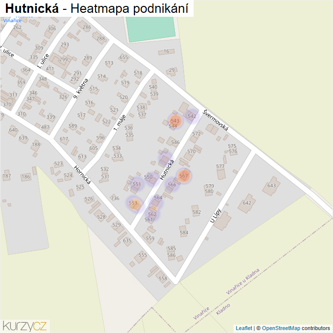 Mapa Hutnická - Firmy v ulici.