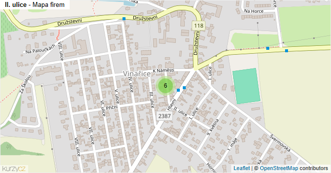II. ulice - mapa firem