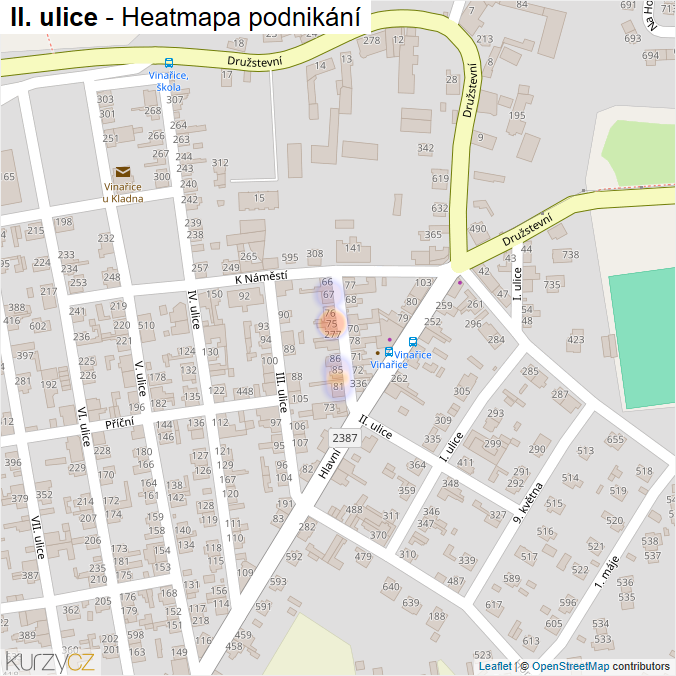 Mapa II. ulice - Firmy v ulici.