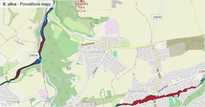 II. ulice - záplavové mapy stoleté vody