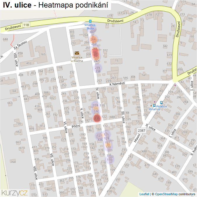 Mapa IV. ulice - Firmy v ulici.