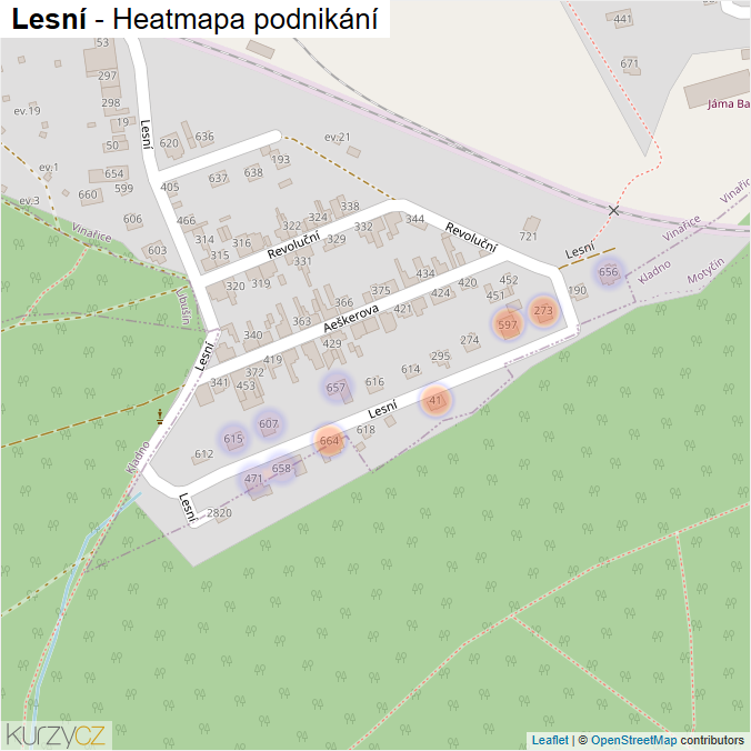 Mapa Lesní - Firmy v ulici.