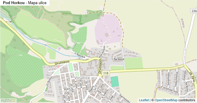 Pod Horkou - mapa ulice