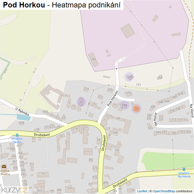 Mapa Pod Horkou - Firmy v ulici.