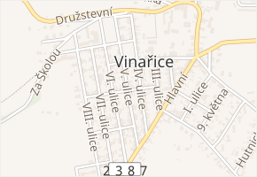 Příční v obci Vinařice - mapa ulice