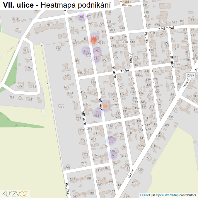 Mapa VII. ulice - Firmy v ulici.