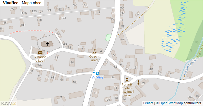 Vinařice - mapa obce