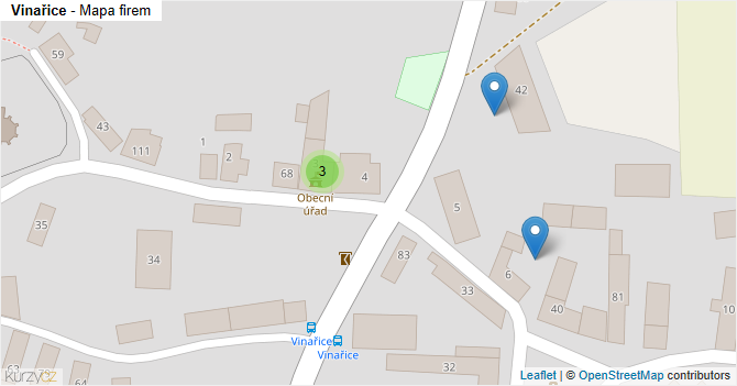 Vinařice - mapa firem