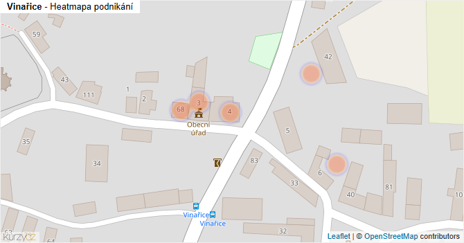 Vinařice - mapa podnikání