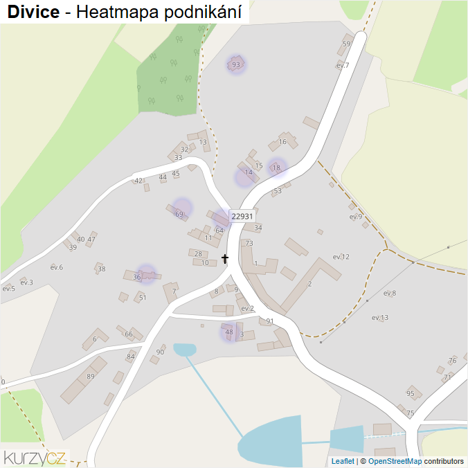 Mapa Divice - Firmy v části obce.