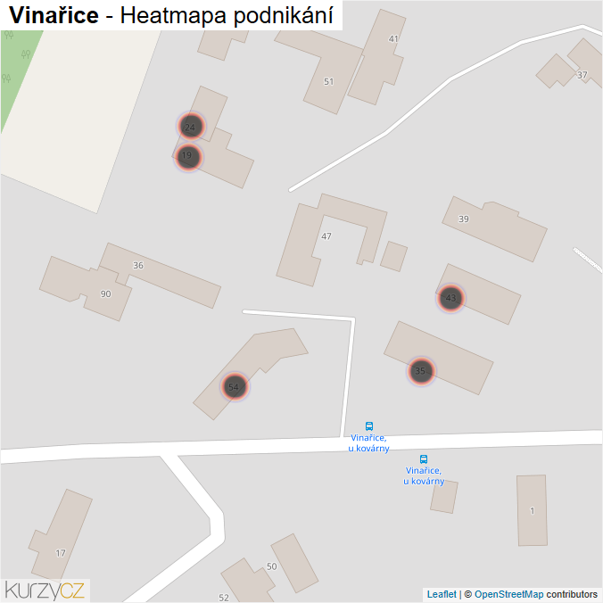 Mapa Vinařice - Firmy v obci.