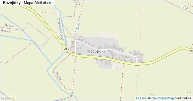 Kozojídky - mapa části obce