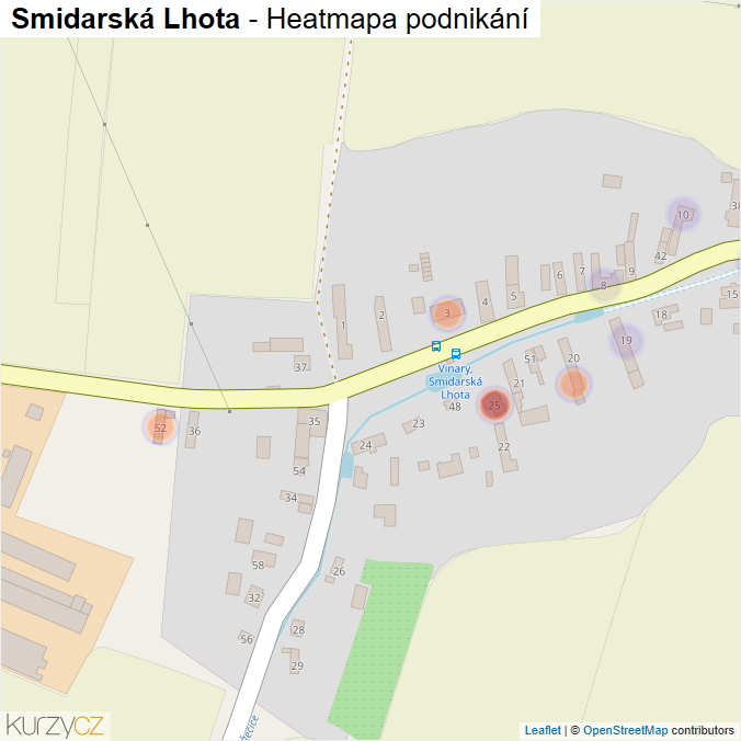 Mapa Smidarská Lhota - Firmy v části obce.