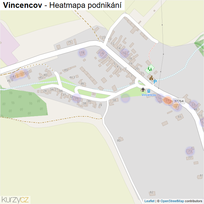 Mapa Vincencov - Firmy v části obce.