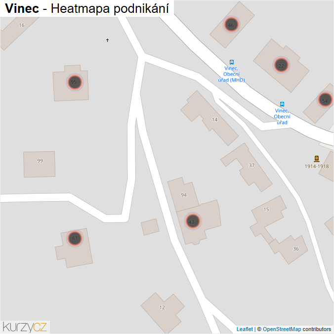 Mapa Vinec - Firmy v obci.