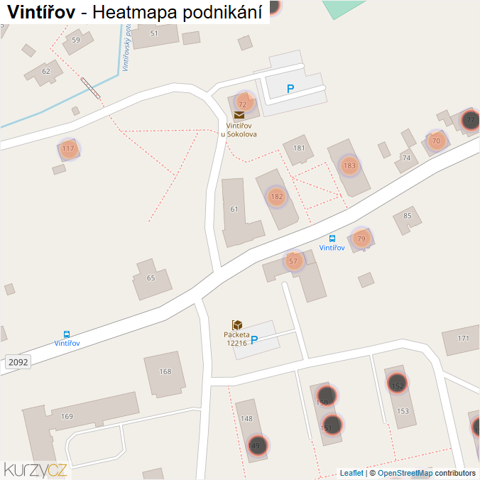 Mapa Vintířov - Firmy v obci.
