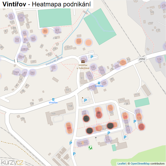 Mapa Vintířov - Firmy v části obce.