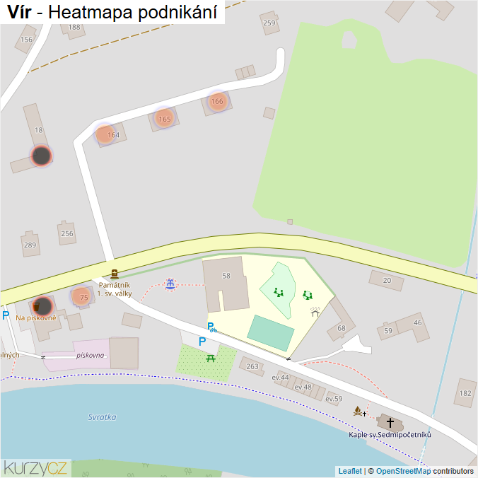 Mapa Vír - Firmy v obci.