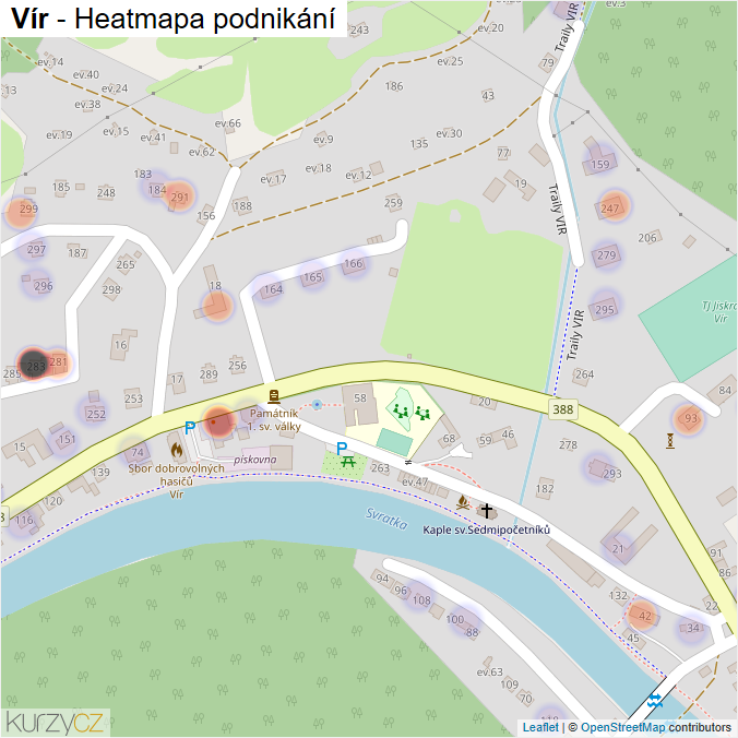 Mapa Vír - Firmy v části obce.