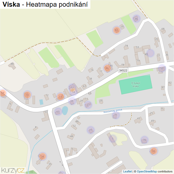 Mapa Víska - Firmy v části obce.