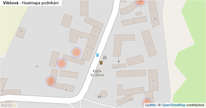 Višňová - mapa podnikání