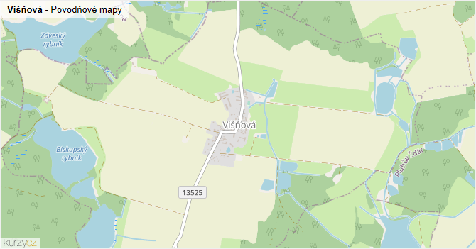 Višňová - záplavové mapy stoleté vody