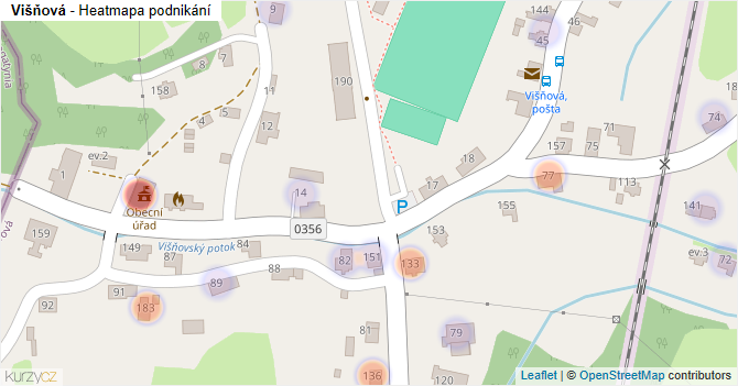Višňová - mapa podnikání