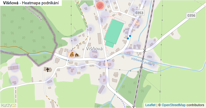 Višňová - mapa podnikání