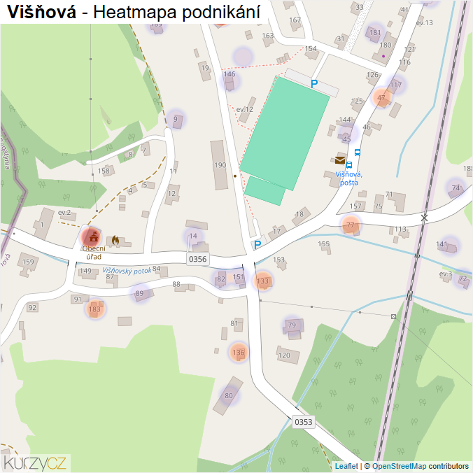 Mapa Višňová - Firmy v části obce.