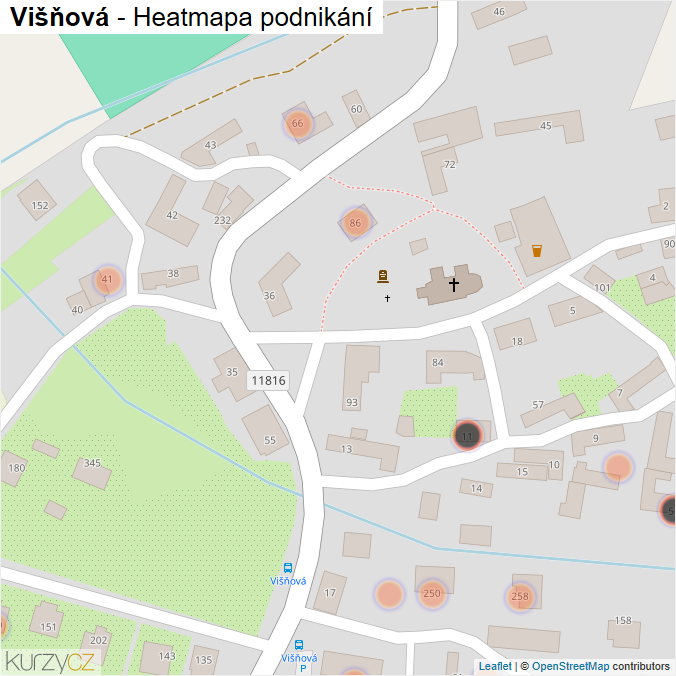 Mapa Višňová - Firmy v obci.