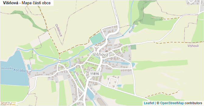 Višňová - mapa části obce