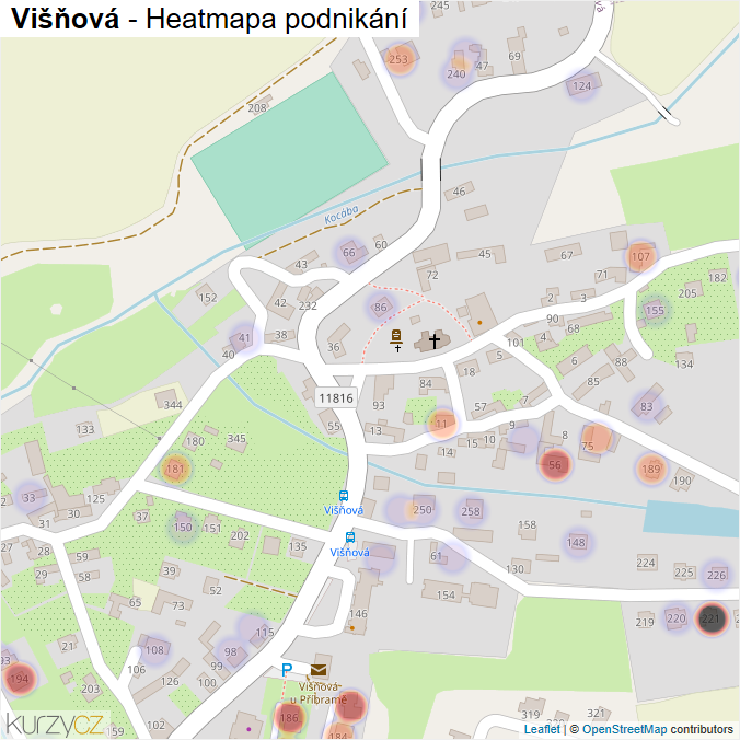 Mapa Višňová - Firmy v části obce.