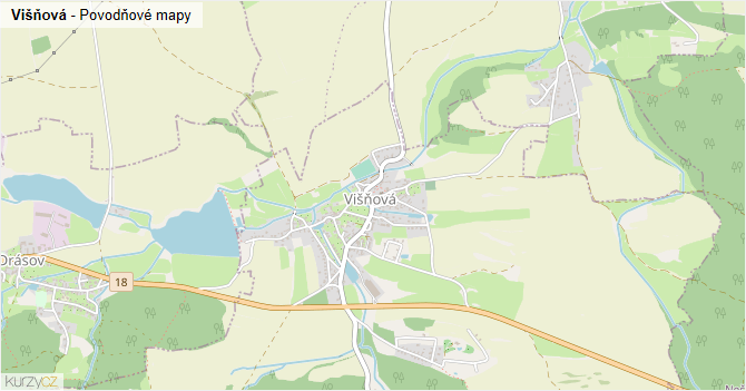 Višňová - záplavové mapy stoleté vody
