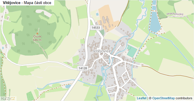 Vitějovice - mapa části obce